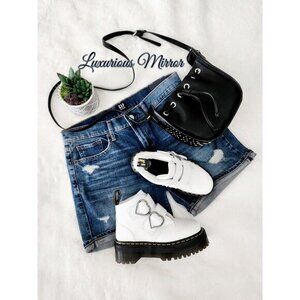 Dr. Martens Leather Buckle White Platform Devon Heart Women's Sz 5 Boots (LA004)